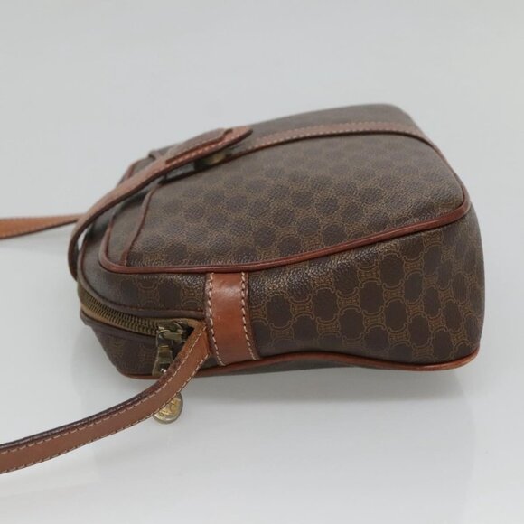 CELINE Macadam Canvas Shoulder Bag PVC Leather Brown Gold Auth BA2501 - Picture 4 of 16